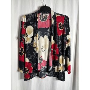 EASYWEAR BY CHICOS Floral Print Kimono Cardigan Womens Size‎ 1